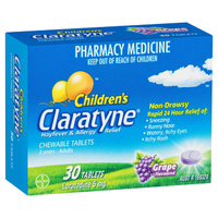 Claratyne Children's Hayfever & Allergy Relief Grape Flavour 30 Chewable Tablets (S2)