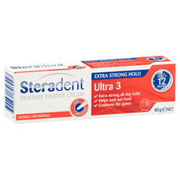 Steradent Denture Fixative Cream Ultra 3 Extra Strong Hold Adhesive 30g