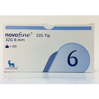 Novofine 32g Tip Insulin Needles 100 (No. 6) (0.23/0.25 x 6mm)