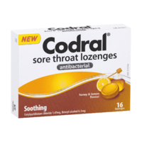 Codral Sore Throat Lozenges Honey & Lemon 16 Lozenges