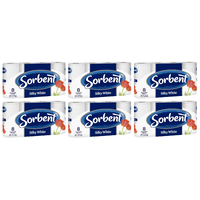 Sorbent Toilet Tissue Paper Extra Thick Silky White 8 Rolls [Bulk Buy 6 Units]