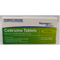 Pharmacy Choice Cetirizine Hayfever & Allergy Relief 50 Tablets (S2)
