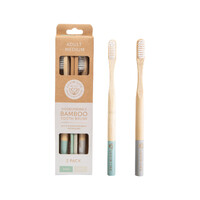 Luvin' Life Biodegradable Bamboo Toothbrush Adult Medium (2 Colour Pack) Sage & Mist