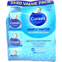 Curash Baby Water Wipes 3 x 80
