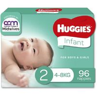 Huggies Infant Nappies Size 2 (4-8kg) - 96 Pack