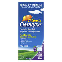 Claratyne Children's Hayfever & Allergy Relief Grape Syrup 60mL (S2)