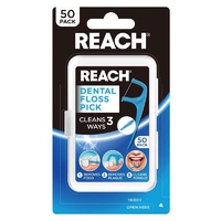 Reach Dental Floss Pick 50 Pack Cleans 3 Ways