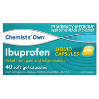 Chemists Own Ibuprofen Liquid 200mg 40 Capsules (S2)