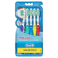 Oral B Fresh Clean Toothbrush Soft 5 Pack [Bulk Buy 6 Units]