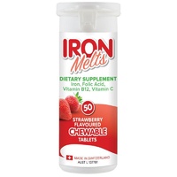 Iron Melts 50 Chewable Tablets Strawberry Flavoured