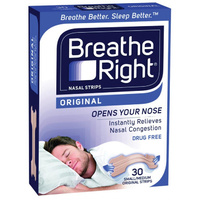 Breathe Right Nasal Strips Small/Med 30 Original Tan Colour Strips