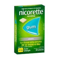 Nicorette Extra Strength 4mg Chewing Gum Classic 30