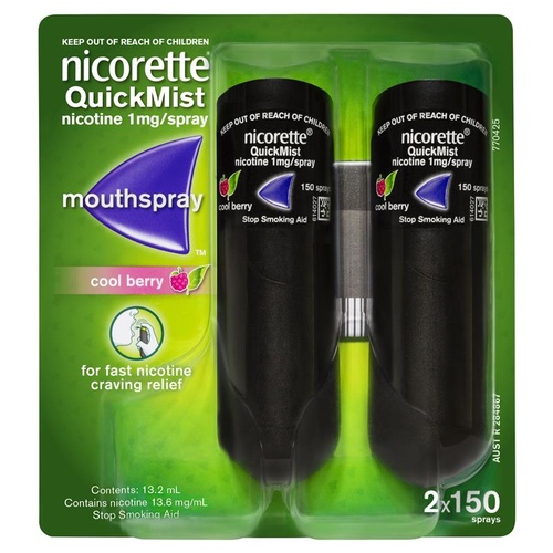 Nicorette Quick Mist Mouth Spray Cool Berry Duo 2 x 150