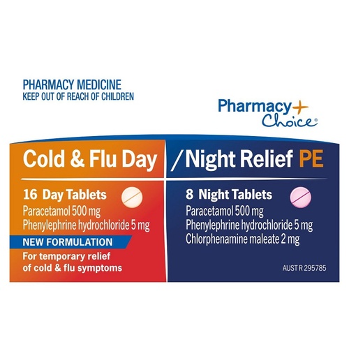 Pharmacy Choice Cold & Flu Day & Night Relief PE 24 Tablets (S2)