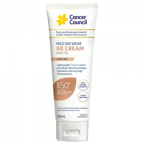 Cancer Council Face Day Wear BB Cream Matte SPF50+ Light Tint 50mL