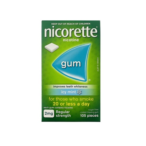 Nicorette Regular Strength 2mg Chewing Gum Icy Mint 105