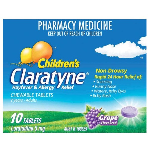 Claratyne Children's Hayfever & Allergy Relief Grape Flavour 10 Chewable Tablets