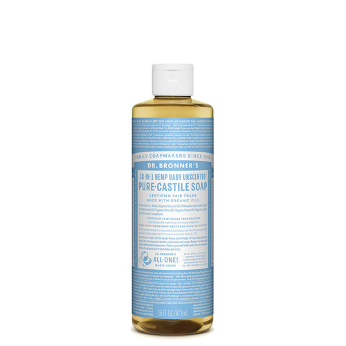 Dr. Bronner's Pure-Castile Soap Liquid (18-In-1 Hemp) Baby Unscented 473mL