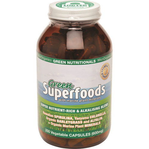 MicrOrganics Green Nutritionals Green Superfoods 600mg 250 Vegetable Capsules