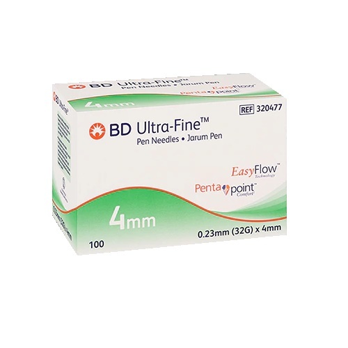 BD Ultra-Fine Pen Insulin Needles 4mm x 32G (0.23mm) 100 Pack