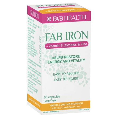 Fab Iron Vitamin B Complex & Zinc 60 Capsules