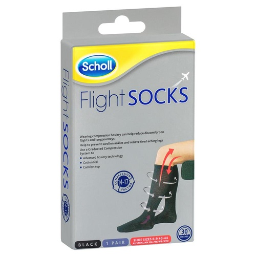 Scholl Flight Compression Socks Black Size 6-9 (M6-9 / W8-10)