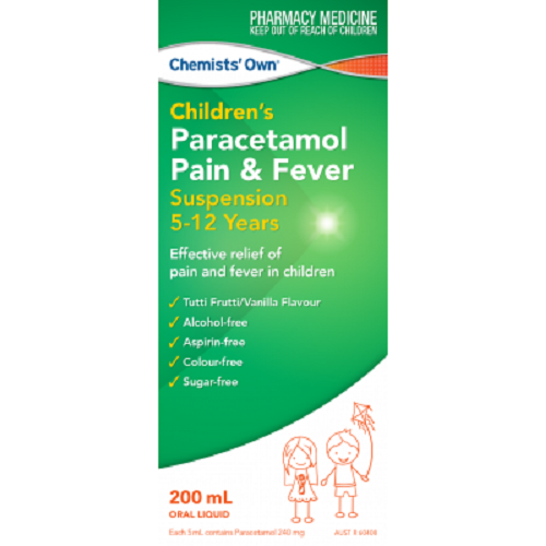 Chemists' Own Paracetamol Pain & Fever 5-12 Yrs 200mL (S2)