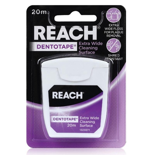 Reach Floss Dentotape Waxed With Extra-Wide Cleaning Surface 20m