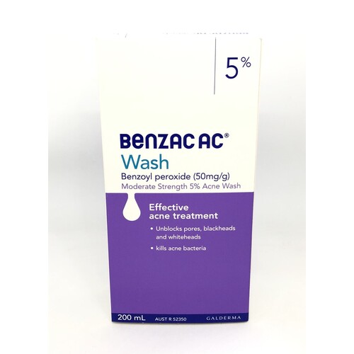 Benzac AC 5% Wash 200mL | Benzoyl Peroxide