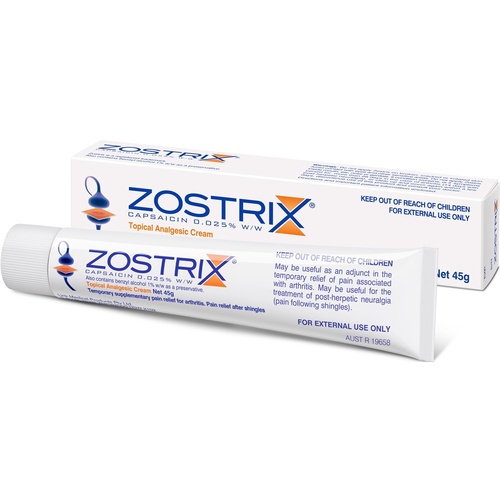 Zostrix Topical Analgesic Cream 45g (Capsaicin 0.025% W/W)