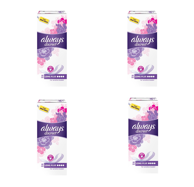 Always Discreet Liners Long Plus 20 Pack [Bulk Buy 4 Units]