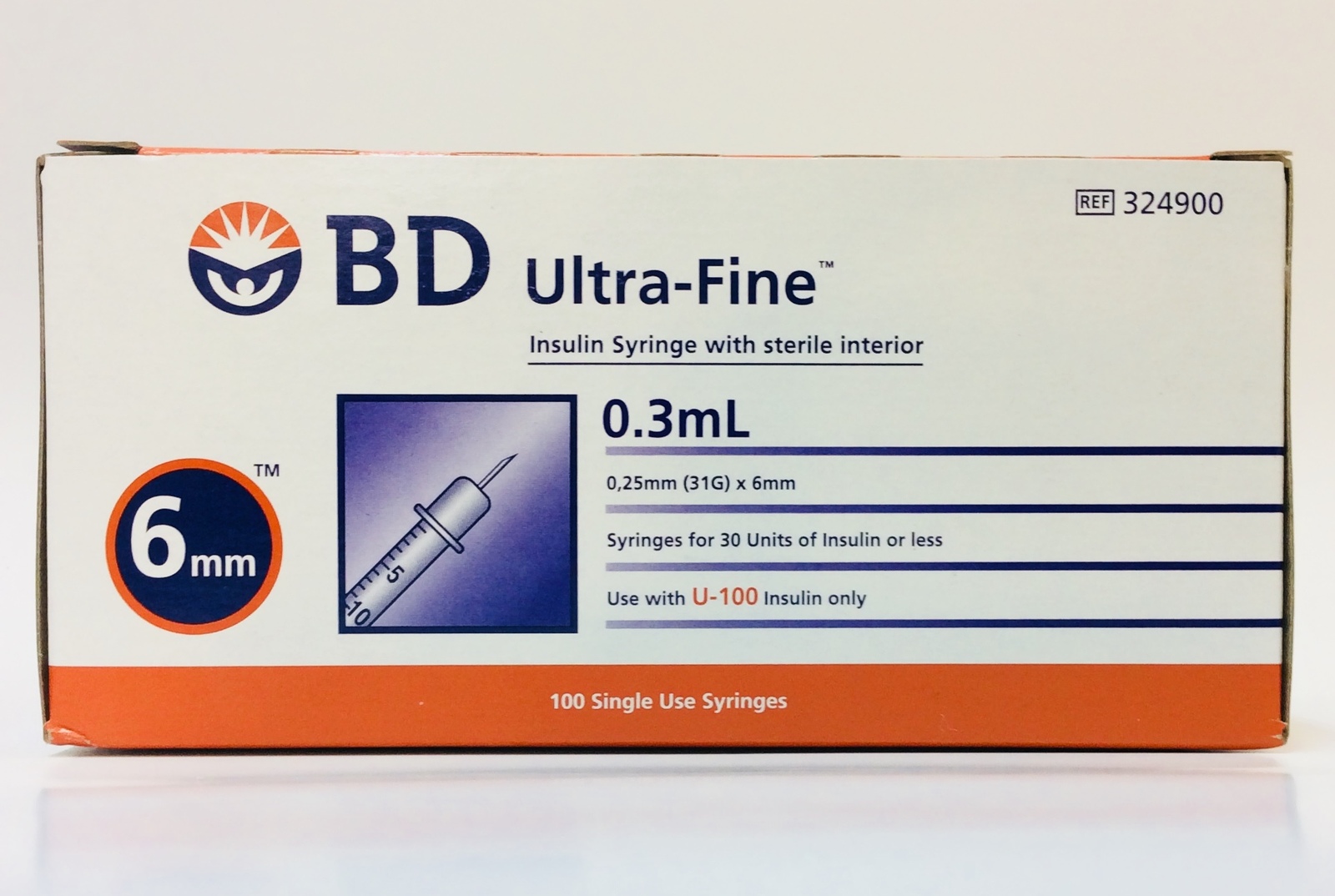 Ultra Fine Insulin Syringes 0 3ml 0 25mm 31g X 6mm 100 Pack