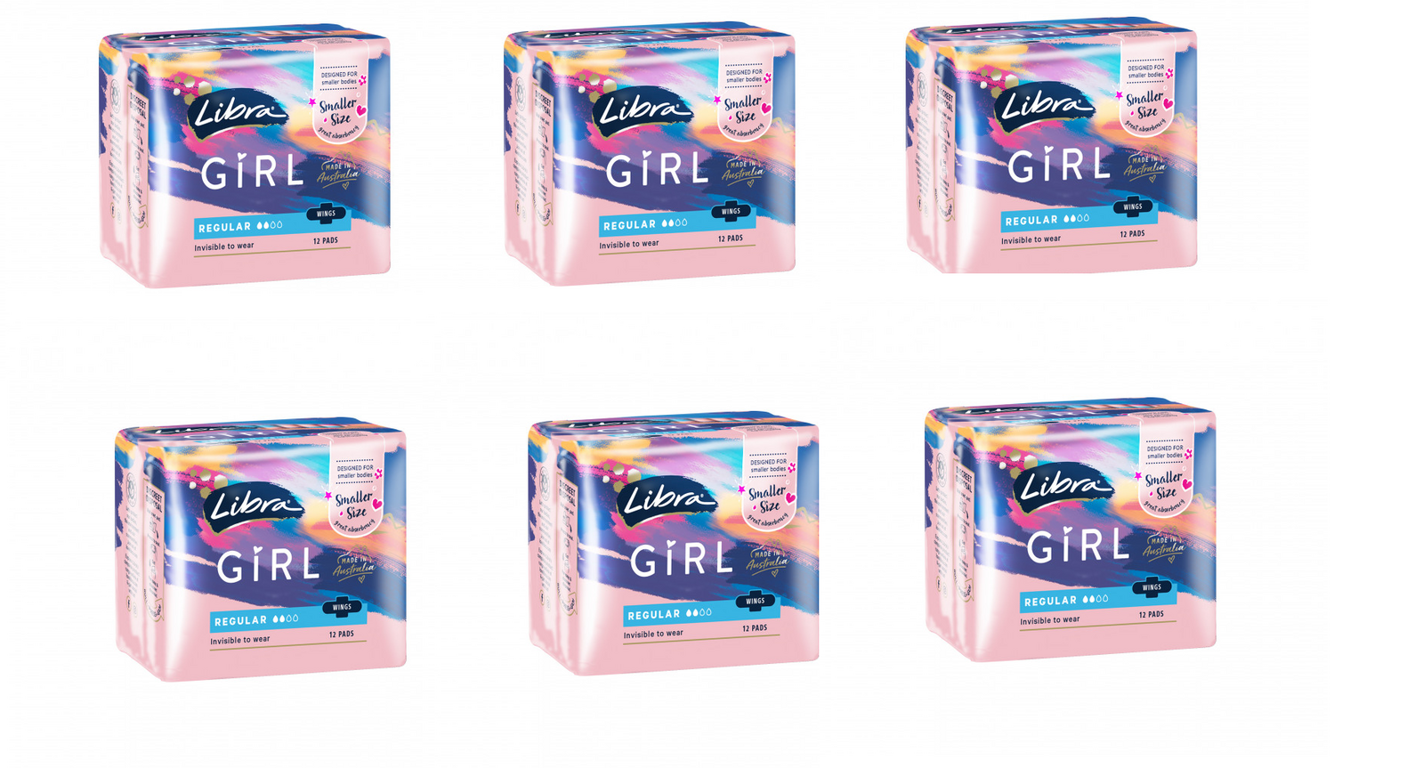 Libra Girl Pads Regular With Wings 12 Pack [Bulk Buy 6 Units]