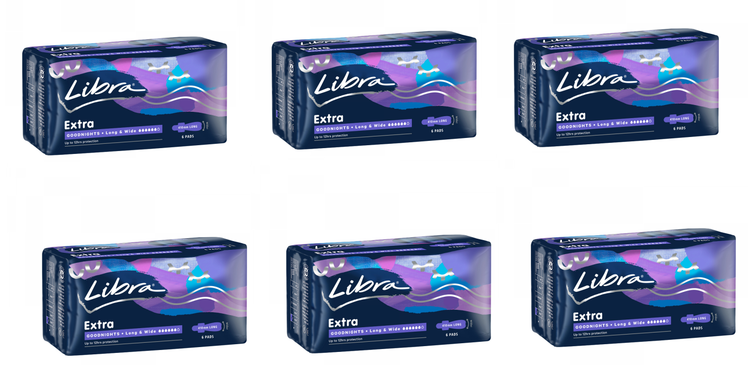Libra Extra Goodnights Long & Wide Pads 6 Pack