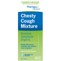 Pharmacy Choice Bromhexine 4mg Chesty Cough Liquid 200ml 