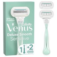 Gillette Venus Deluxe Smooth Sensitive Women's Razor Handle with 2 Blade Refills