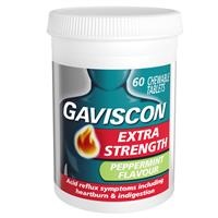 Gaviscon Extra Strength Peppermint 60 Chewable Tablets 