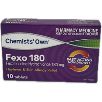 Chemist Own Fexo 180 10 Tablets  (Telfast 180mg GENERIC) (S2)