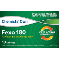 Chemist Own Fexo 180 10 Tablets  (Telfast 180mg GENERIC) (S2)