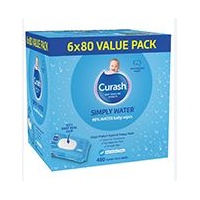 Curash Water Wipes 6 x 80 Pack