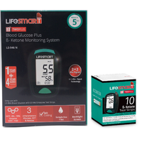 Lifesmart Blood Glucose Ketone Meter LS-946N + 1 Box Ketone Test Strips [Abbott Optium Neo Ketone Alternative]