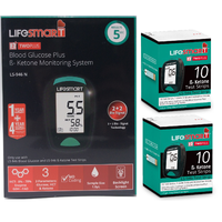 Lifesmart Blood Glucose Ketone Meter LS-946N + 2 Boxes Ketone Test Strips [Abbott Optium Neo Ketone Alternative]