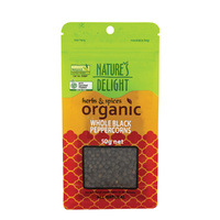 Nature's Delight Organic Peppercorns Black Whole 50g