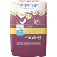 Natracare Maxi Pads Super with Organic Cotton Cover 12 Pads