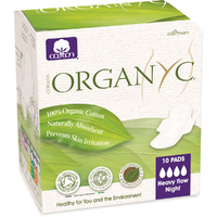 Organyc Organic Cotton Pads with Wings (Ultra Thin) Heavy Flow/Night x 10 Pack
