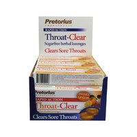 Pretorius Throat-Clear Lozenges Honey & Lemon 20 Pack [Bulk Buy 12 Units]