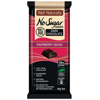 Well Naturally No Added Sugar Block Dark Chocolate Raspberry Crush 90g