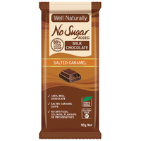 Well Naturally No Added Sugar Block Milk Chocolate Salted Caramel 90g
