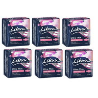 Libra Pads Ultra Thins with Wings Super 12 Pack [Bulk Buy 6 Units]