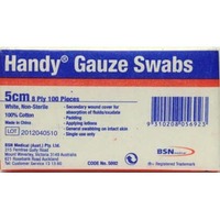 Handy Gauze Non-Sterile Swabs 5X5cm - 100 Pack